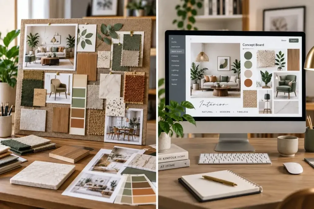 Physical and Digital Interior Design Concept Boards